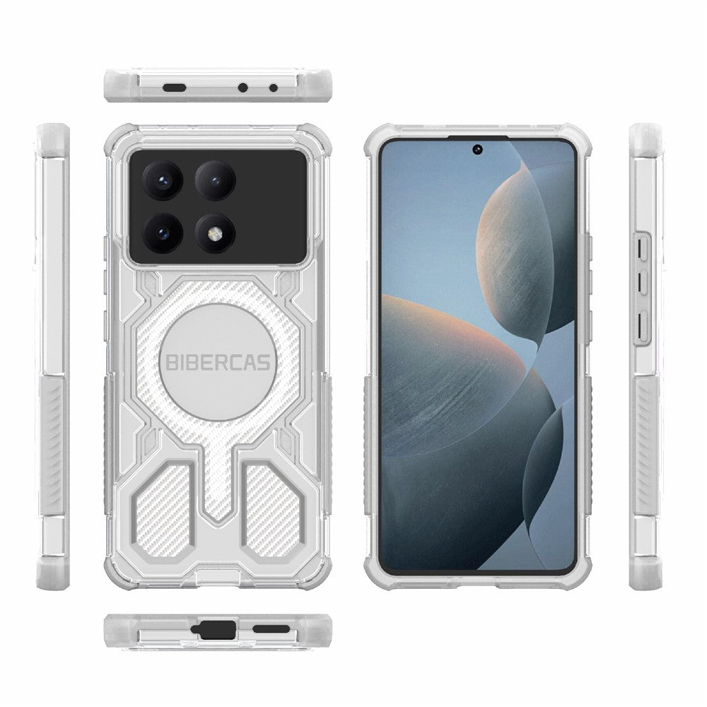 BIBERCAS J-16 Transparent Series For Xiaomi Redmi K70E 5G  /  Poco X6 Pro 5G Magnetic Case TPU + PC Phone Cover