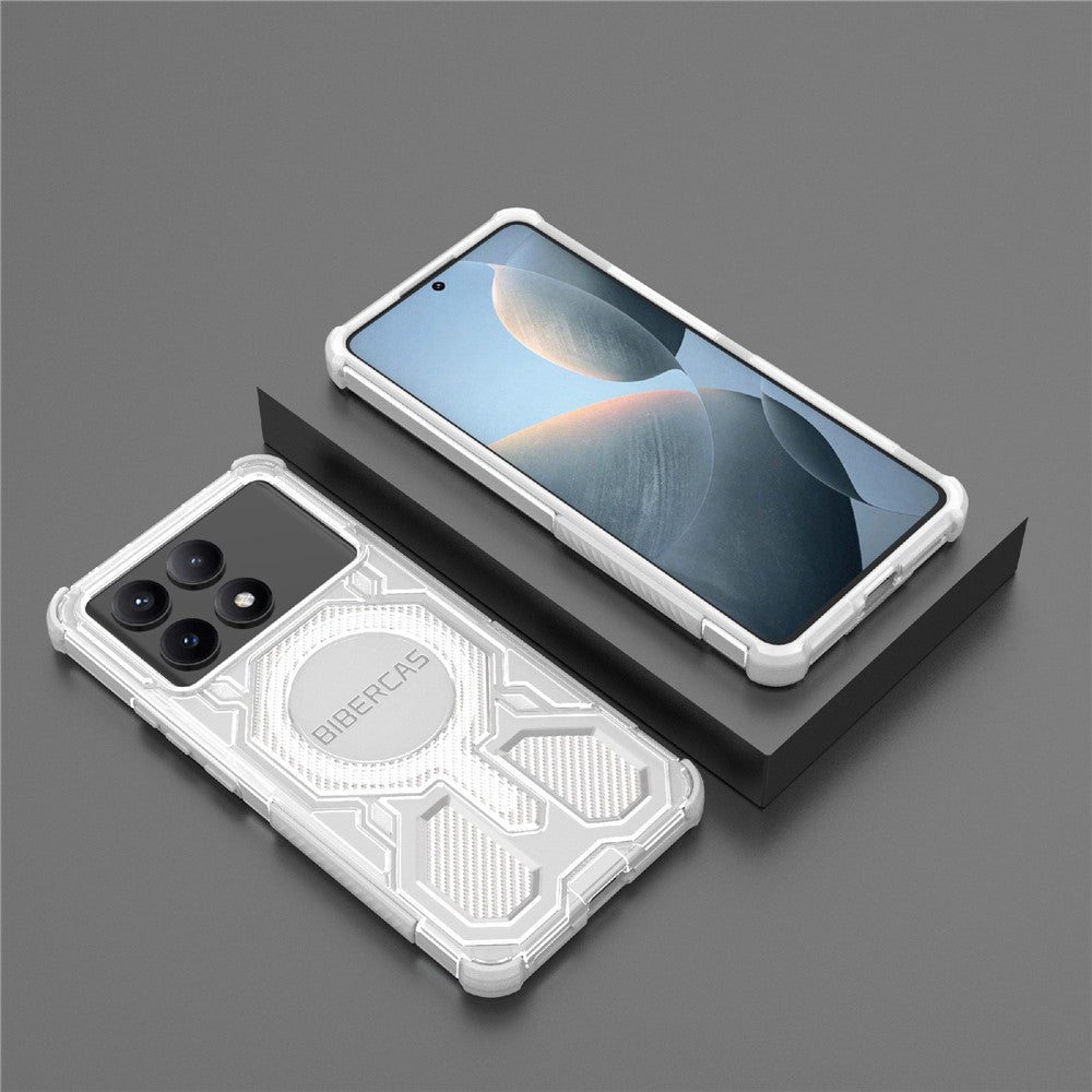 BIBERCAS J-16 Transparent Series For Xiaomi Redmi K70E 5G  /  Poco X6 Pro 5G Magnetic Case TPU + PC Phone Cover