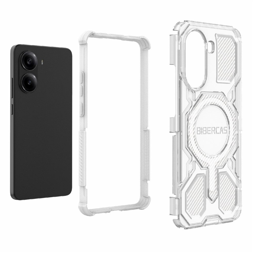 BIBERCAS J-16 Transparent Series For Xiaomi Redmi Turbo 4 5G  /  Poco X7 Pro 5G Magnetic Case TPU + PC Phone Cover