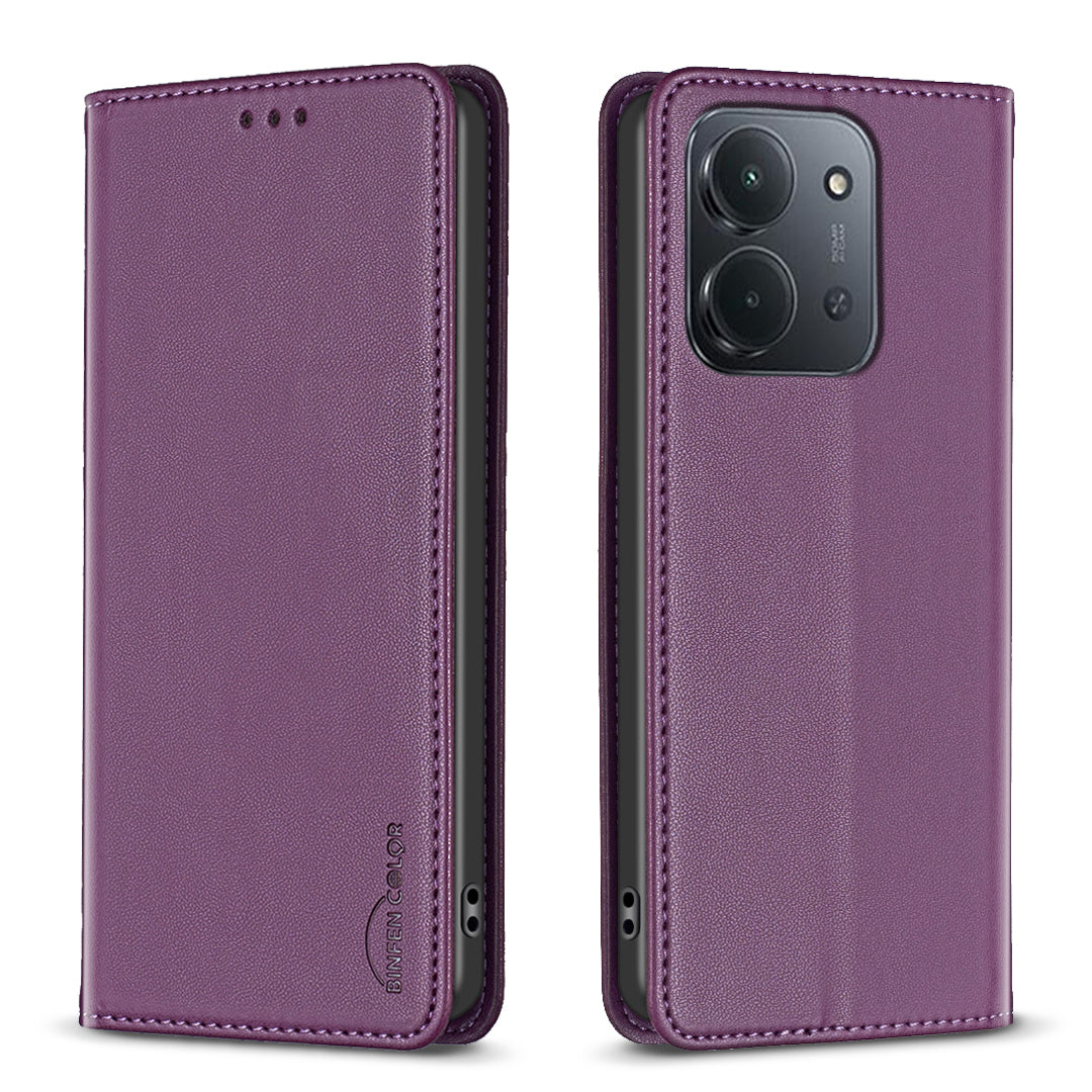 BINFEN COLOR læderetui BF18 med mobilstander og kortpladser til Xiaomi Redmi 15C 5G (EU) (173 mm) / 15C 4G (EU) (173 mm)