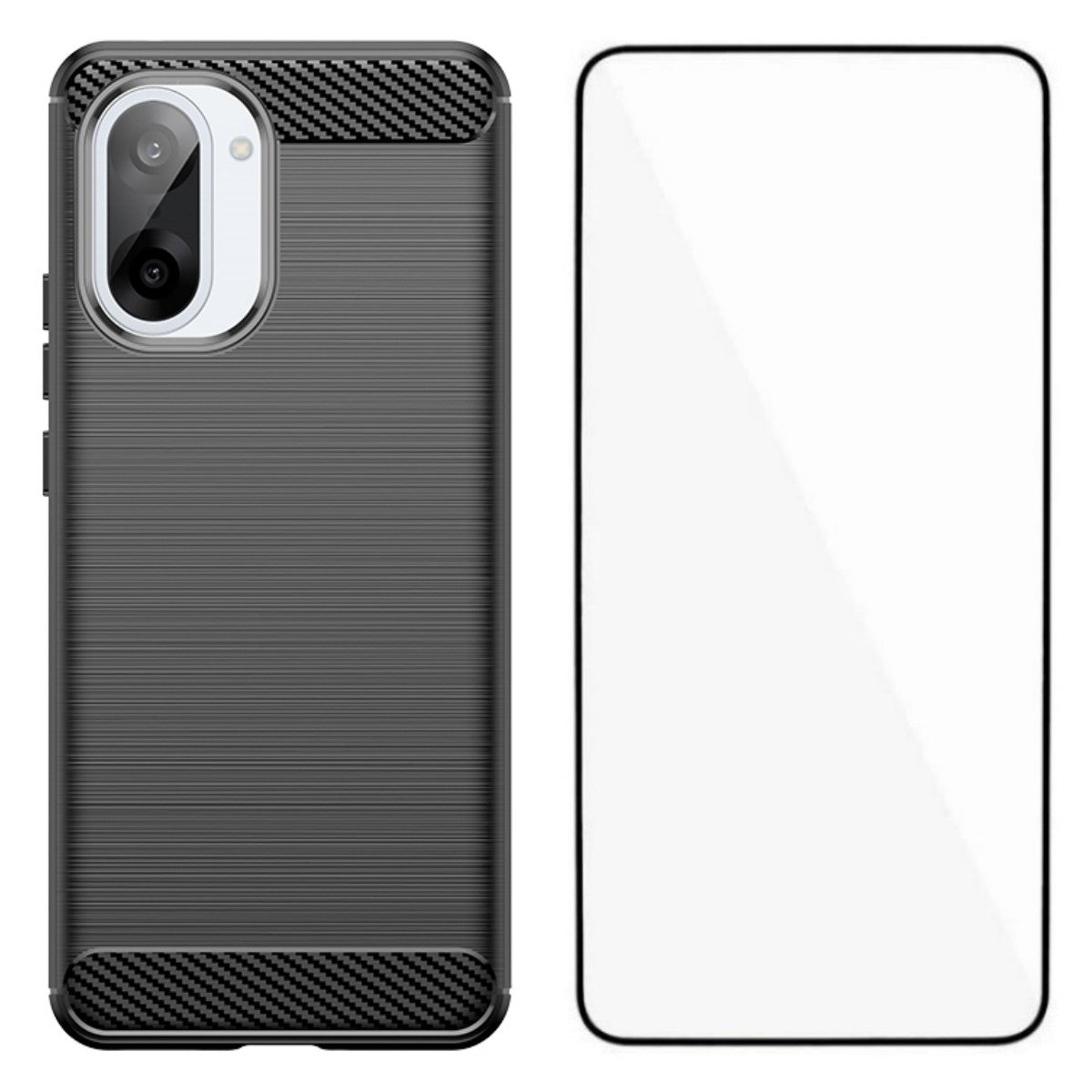 WANLONFENG För OnePlus Ace 5 Racing 5G / OnePlus Nord CE5 5G Skal med Skärmfilm LS-serien Stort Linshål Borstad Textur TPU mobilskal