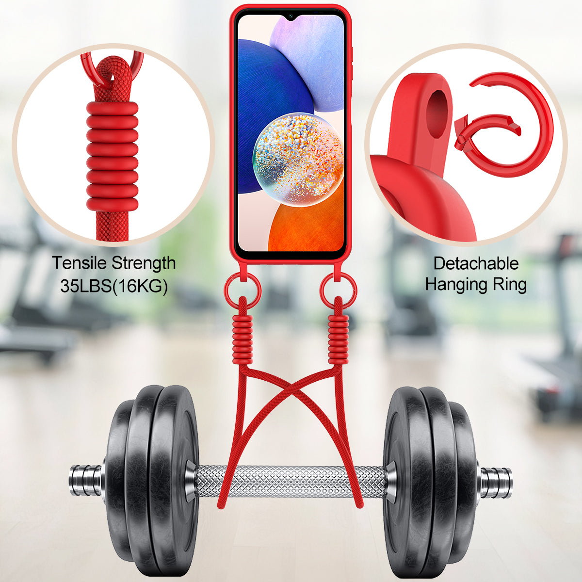 Samsung Galaxy A14 5G / Galaxy A14 4G flytande silikonskal mobilbaksida med korthållare och kort rem