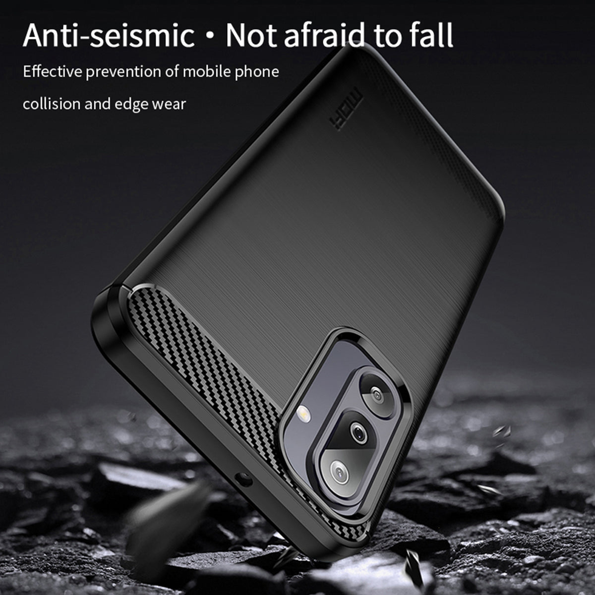 MOFI Til Samsung Galaxy M36 5G Bagcover Børstet Tekstur Kulfiber Blødt TPU Cover