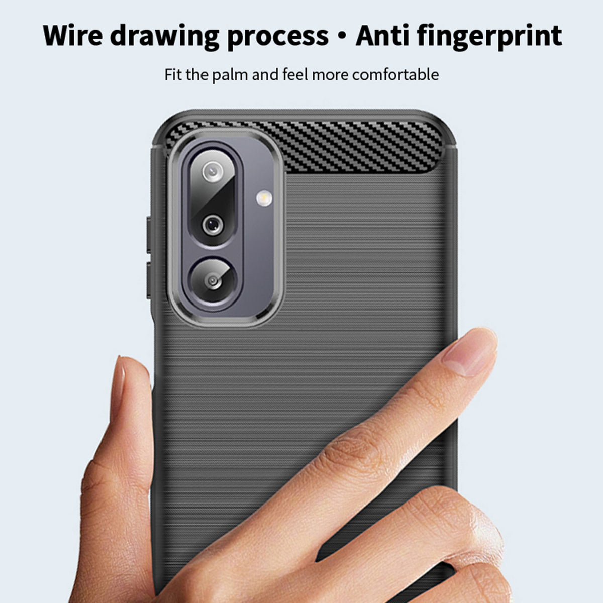 MOFI Til Samsung Galaxy M36 5G Bagcover Børstet Tekstur Kulfiber Blødt TPU Cover