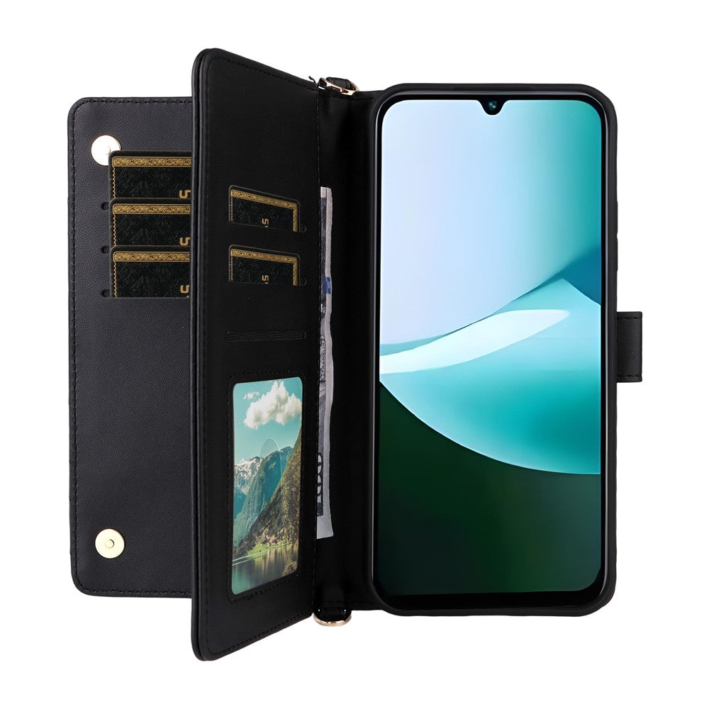 For Xiaomi Redmi 15C 4G (Global) (171mm) / Poco C85 4G (171mm) Case with Shoulder / Wrist Strap Leather Phone Cover Stand Wallet