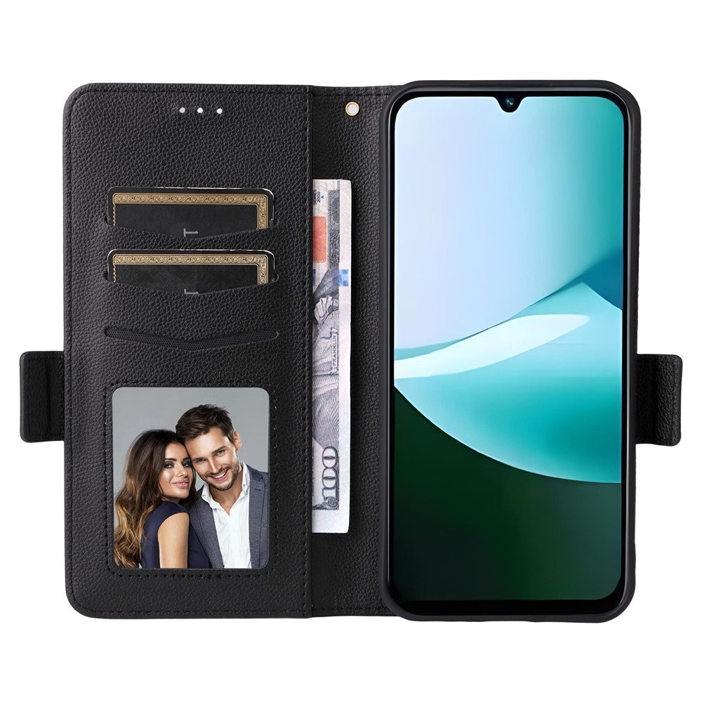 For Xiaomi Redmi 15C 4G (Global) (171mm) / Poco C85 4G (171mm) Case with Wrist Strap Litchi Texture PU Leather Wallet Phone Cover