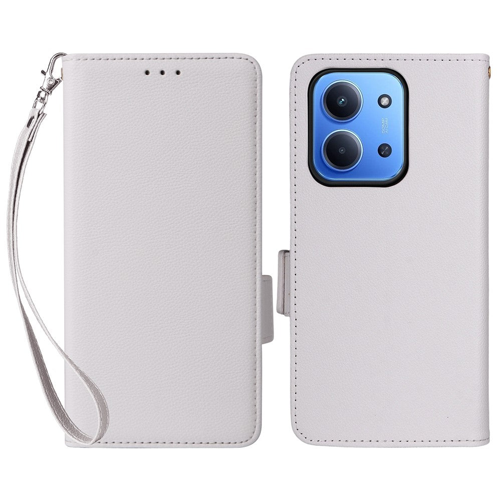 For Xiaomi Redmi 15C 4G (Global) (171mm) / Poco C85 4G (171mm) Case with Wrist Strap Litchi Texture PU Leather Wallet Phone Cover