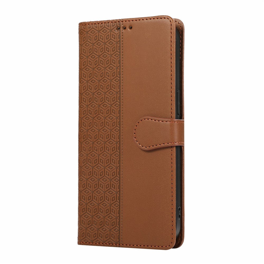 Phone Case For Honor X60 Pro 5G / X9c 5G / Magic7 Lite 5G Splicing Imprinted Rhombus Leather Cover with Wrist Strap