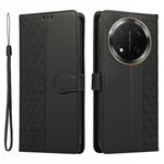 Phone Case For Honor X60 Pro 5G / X9c 5G / Magic7 Lite 5G Splicing Imprinted Rhombus Leather Cover with Wrist Strap