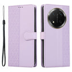 Phone Case For Honor X60 Pro 5G / X9c 5G / Magic7 Lite 5G Splicing Imprinted Rhombus Leather Cover with Wrist Strap