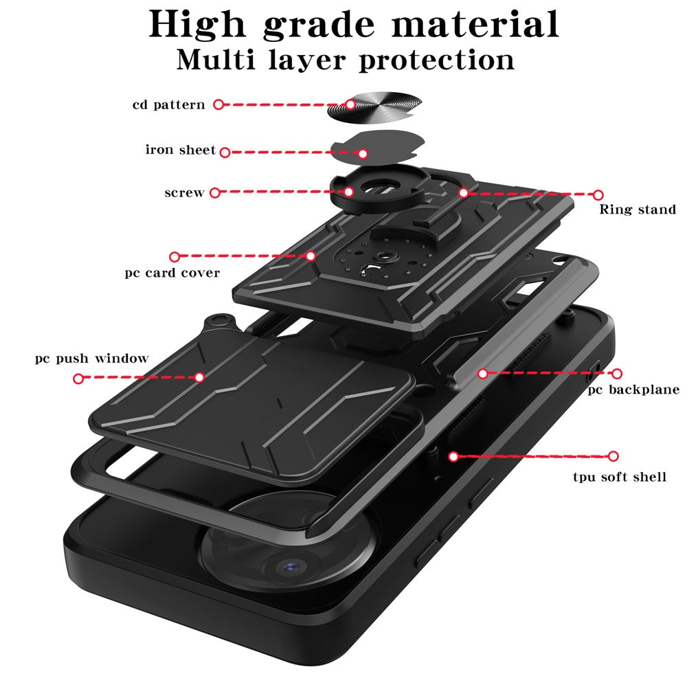 For Xiaomi Poco F7 Ultra 5G / Redmi K80 Pro 5G Case PC + TPU Kickstand Phone Back Cover with Camera Slider