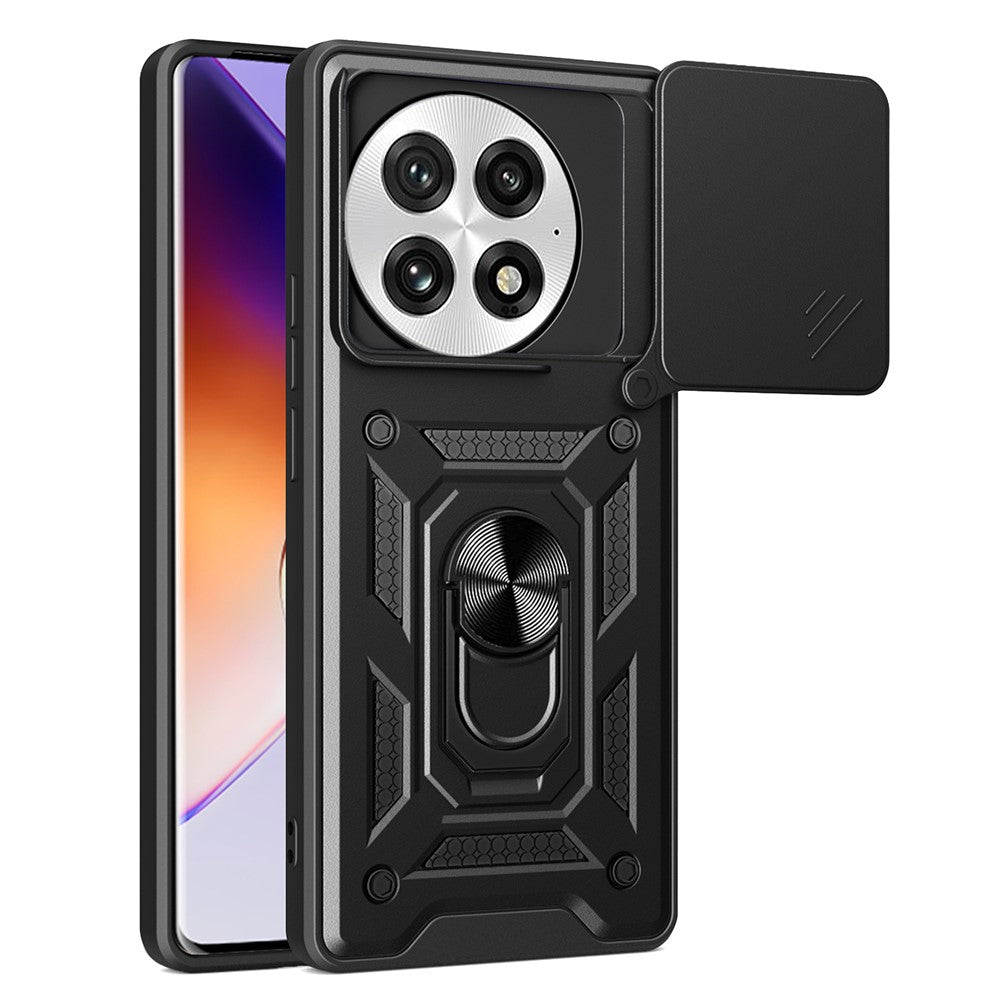 For OnePlus 13 Case with Slide Camera Lid PC + TPU Kickstand Phone Cover