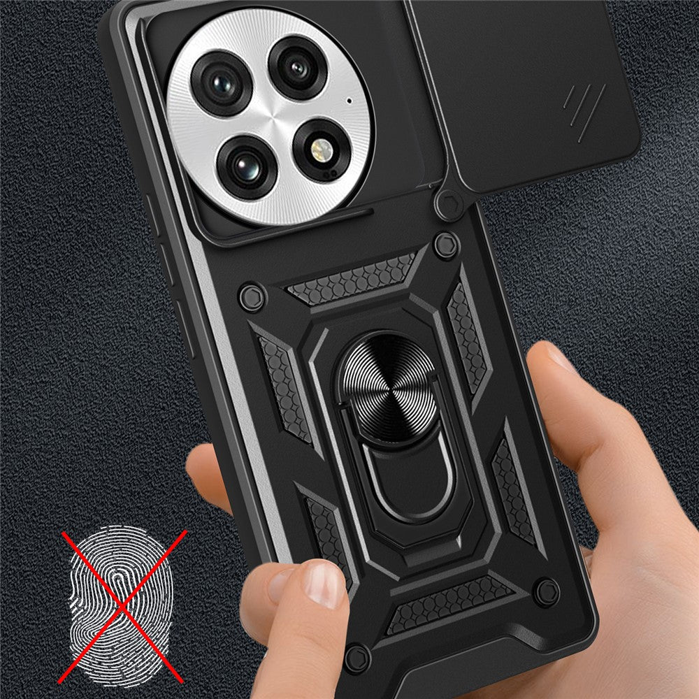 For OnePlus 13 Case with Slide Camera Lid PC + TPU Kickstand Phone Cover