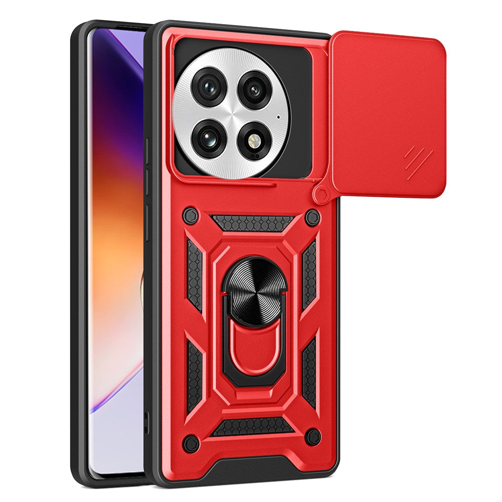 For OnePlus 13 Case with Slide Camera Lid PC + TPU Kickstand Phone Cover
