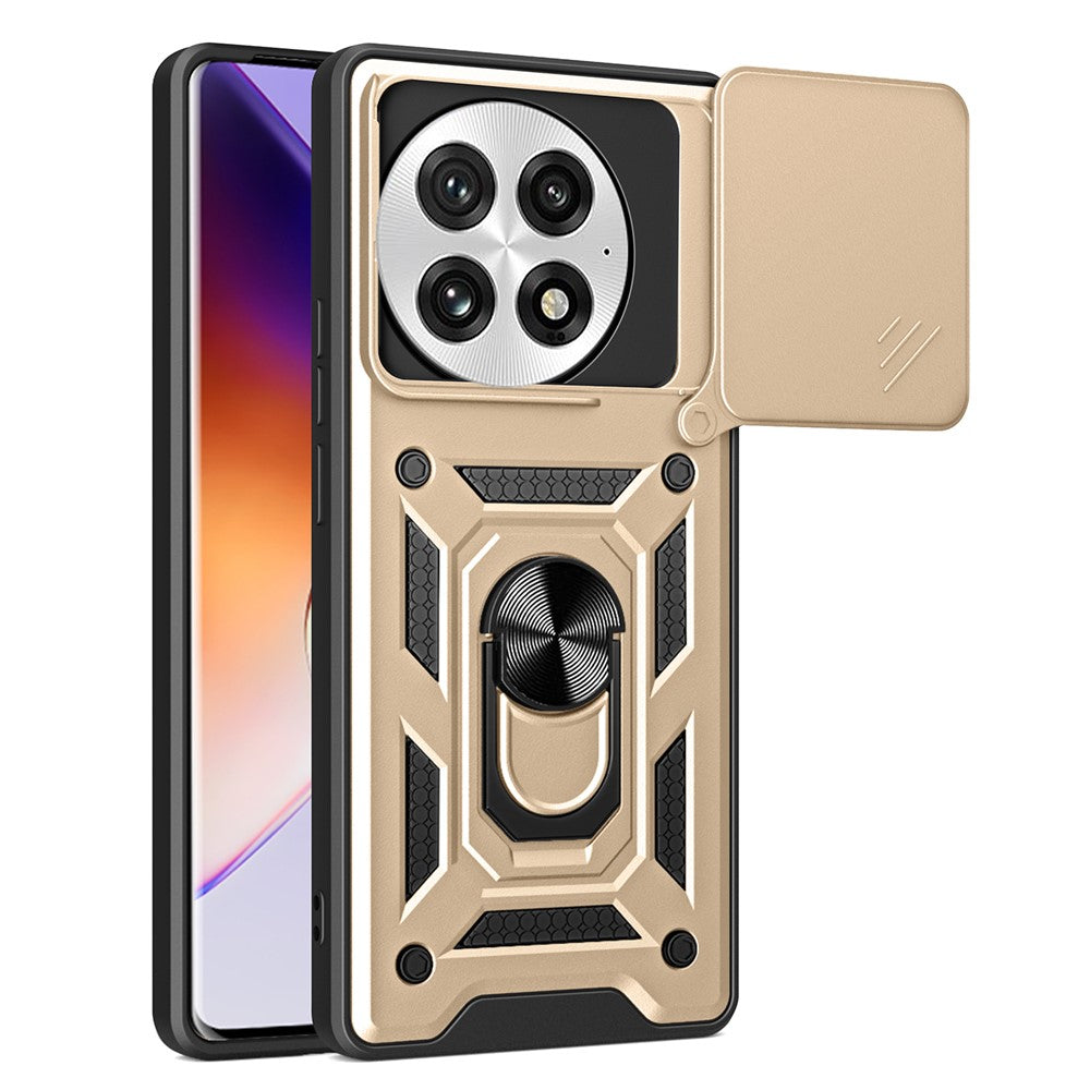For OnePlus 13 Case with Slide Camera Lid PC + TPU Kickstand Phone Cover