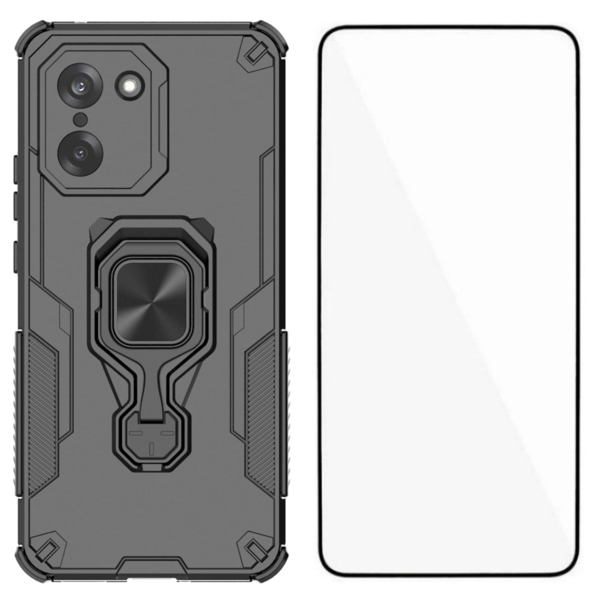 WANLONFENG För OnePlus Ace 5 Racing 5G / OnePlus Nord CE5 5G mobilskal PC TPU Baksida Stativ med Härdat Glas