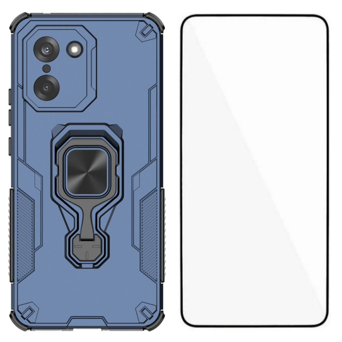WANLONFENG För OnePlus Ace 5 Racing 5G / OnePlus Nord CE5 5G mobilskal PC TPU Baksida Stativ med Härdat Glas