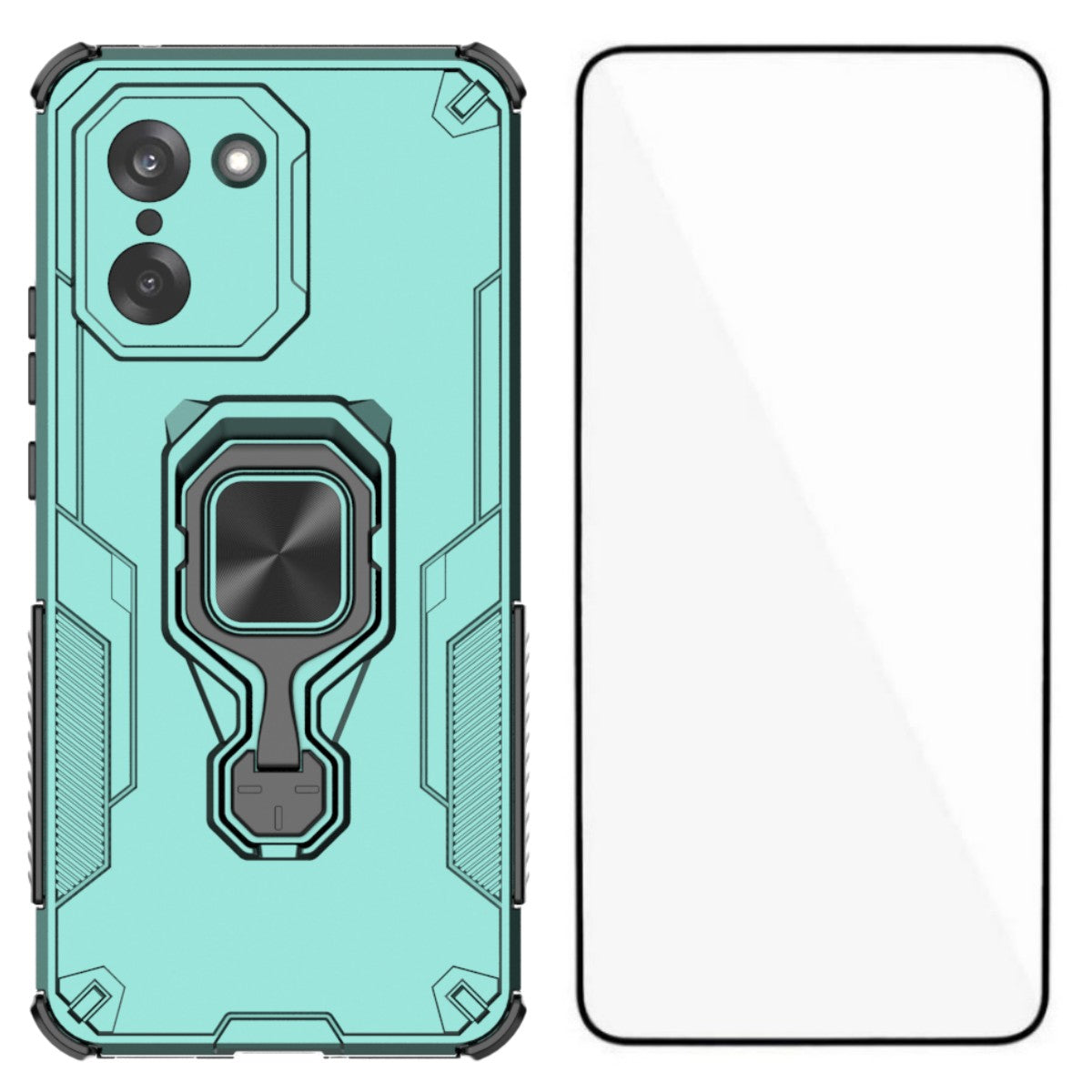 WANLONFENG För OnePlus Ace 5 Racing 5G / OnePlus Nord CE5 5G mobilskal PC TPU Baksida Stativ med Härdat Glas