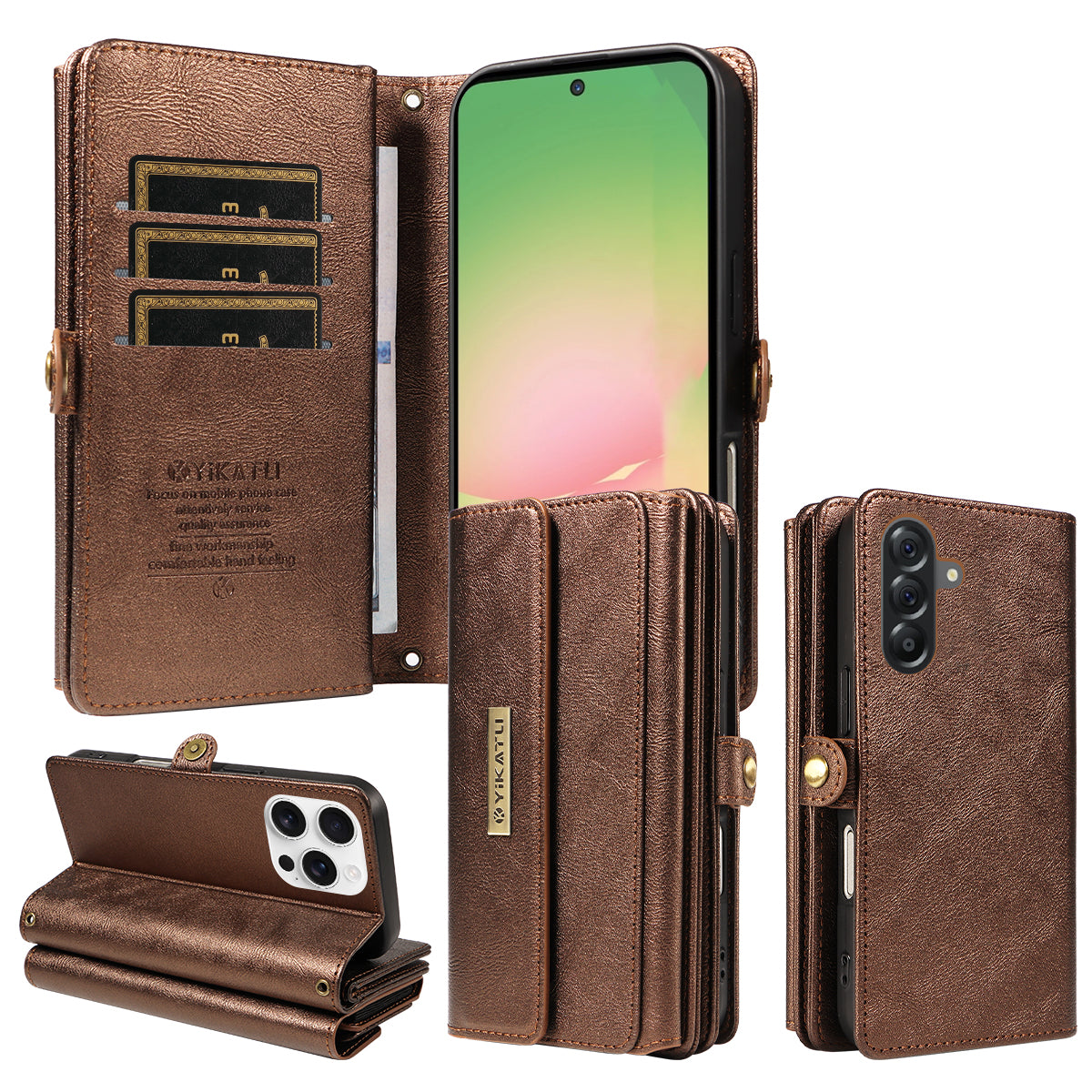 YIKATU For Samsung Galaxy A56 5G / Galaxy M56 5G Case  YK-008 Zipper Wallet Leather Phone Cover with Shoulder Strap