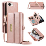 YIKATU For iPhone 17e / 16e Case  YK-008 Zipper Wallet Leather Phone Cover with Shoulder Strap