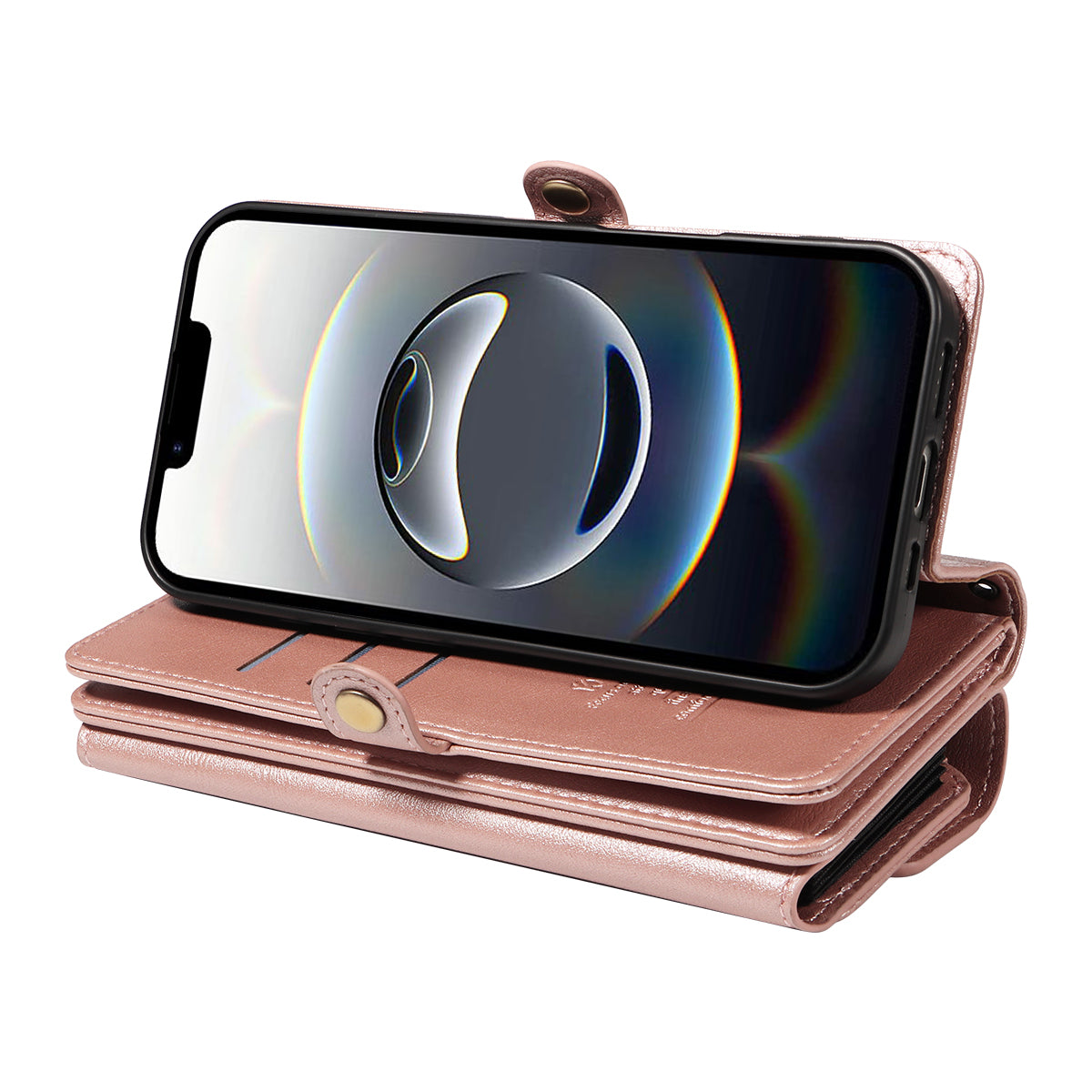 YIKATU For iPhone 17e / 16e Case  YK-008 Zipper Wallet Leather Phone Cover with Shoulder Strap
