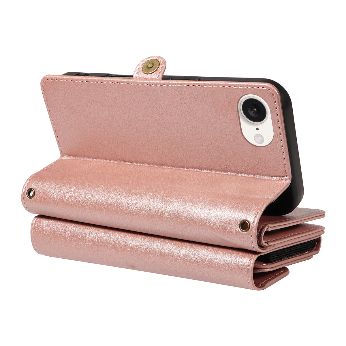YIKATU For iPhone 17e / 16e Case  YK-008 Zipper Wallet Leather Phone Cover with Shoulder Strap