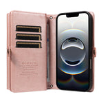 YIKATU For iPhone 17e / 16e Case  YK-008 Zipper Wallet Leather Phone Cover with Shoulder Strap