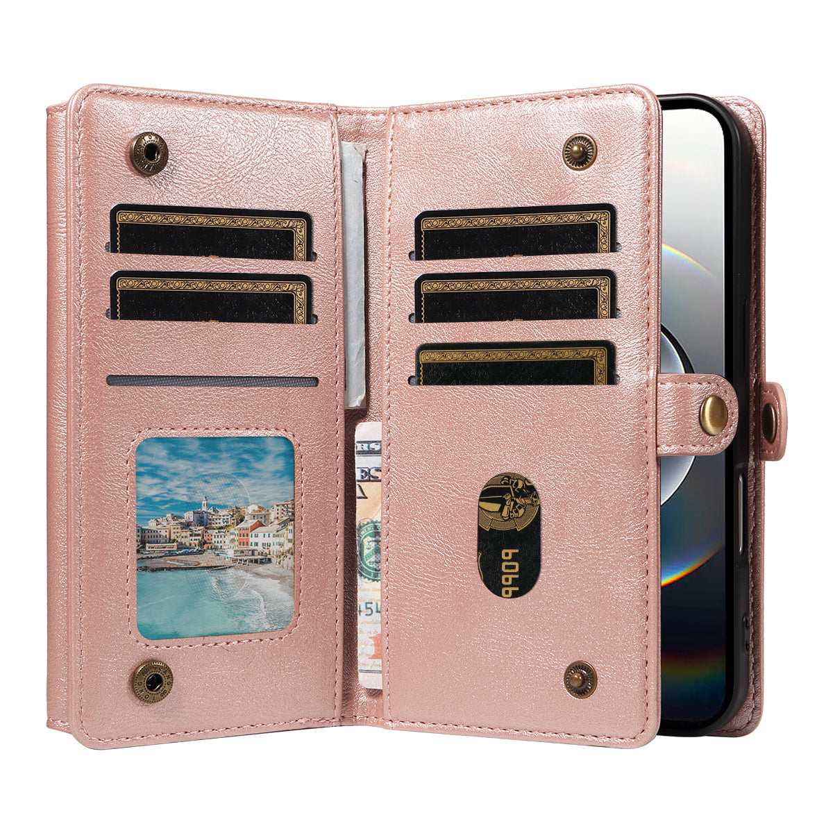 YIKATU For iPhone 17e / 16e Case  YK-008 Zipper Wallet Leather Phone Cover with Shoulder Strap