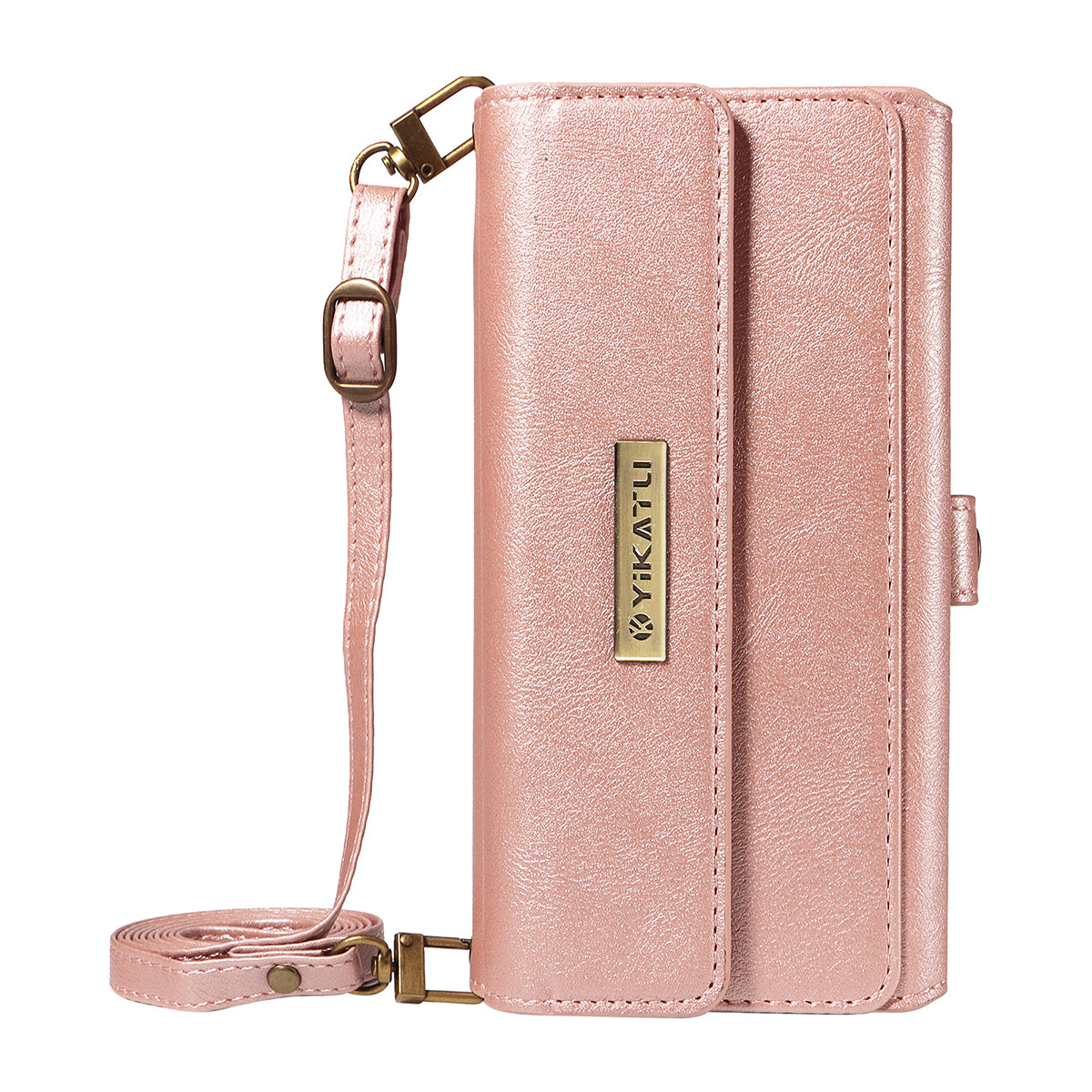 YIKATU For iPhone 17e / 16e Case  YK-008 Zipper Wallet Leather Phone Cover with Shoulder Strap