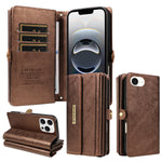 YIKATU For iPhone 17e / 16e Case  YK-008 Zipper Wallet Leather Phone Cover with Shoulder Strap