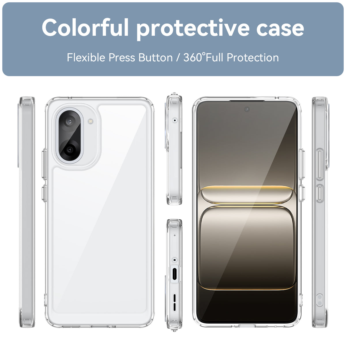 WANLONFENG-cover til OnePlus Ace 5 Racing 5G / OnePlus Nord CE5 5G, MF-serien, TPU-akryl, gennemsigtigt mobilcover med hærdet glasfilm