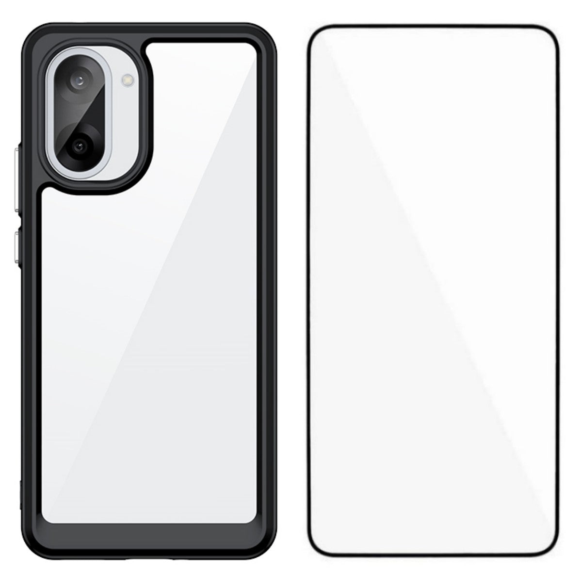 WANLONFENG För OnePlus Ace 5 Racing 5G / OnePlus Nord CE5 5G mobilskal XC-serien TPU Akrylskydd med Härdat Glas (Stort Linshål)