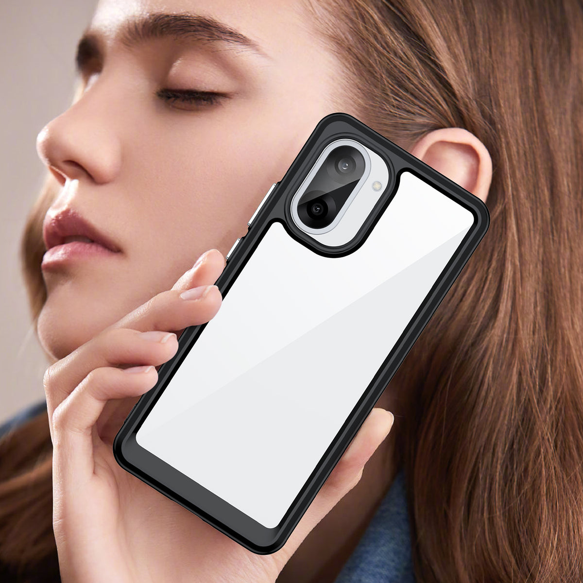 WANLONFENG För OnePlus Ace 5 Racing 5G / OnePlus Nord CE5 5G mobilskal XC-serien TPU Akrylskydd med Härdat Glas (Stort Linshål)