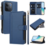 For Xiaomi Redmi 15C 5G (EU) (173mm) / 15C 4G (EU) (173mm) Leather Case 9 Card Slots Zipper Wallet Stand Phone Cover with Wrist Strap