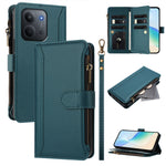For Xiaomi Redmi 15C 5G (EU) (173mm) / 15C 4G (EU) (173mm) Leather Case 9 Card Slots Zipper Wallet Stand Phone Cover with Wrist Strap