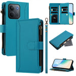 For Xiaomi Redmi 15C 5G (EU) (173mm) / 15C 4G (EU) (173mm) Leather Case 9 Card Slots Zipper Wallet Stand Phone Cover with Wrist Strap