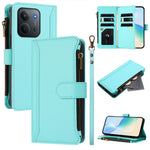 For Xiaomi Redmi 15C 5G (EU) (173mm) / 15C 4G (EU) (173mm) Leather Case 9 Card Slots Zipper Wallet Stand Phone Cover with Wrist Strap