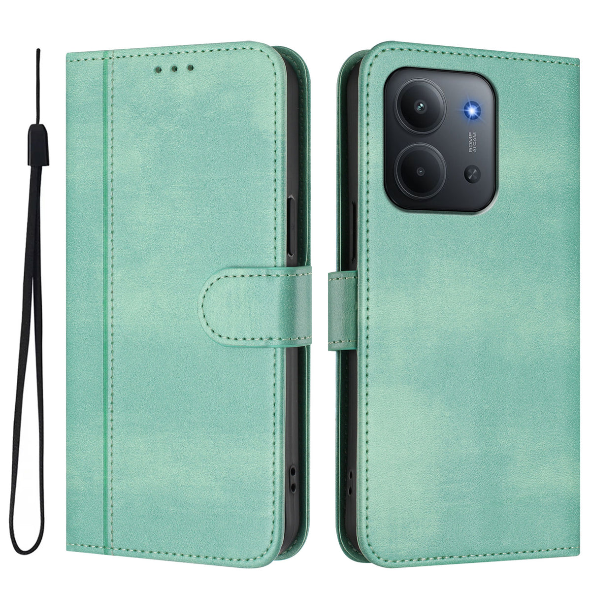 For Xiaomi Redmi 15C 5G (EU) (173mm) / 15C 4G (EU) (173mm) Cases Wallet Stand Retro Texture Leather Phone Cover with Lanyard