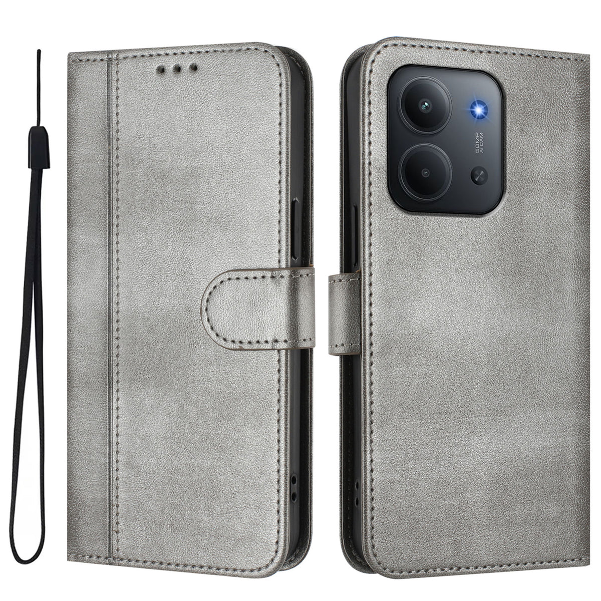 For Xiaomi Redmi 15C 5G (EU) (173mm) / 15C 4G (EU) (173mm) Cases Wallet Stand Retro Texture Leather Phone Cover with Lanyard