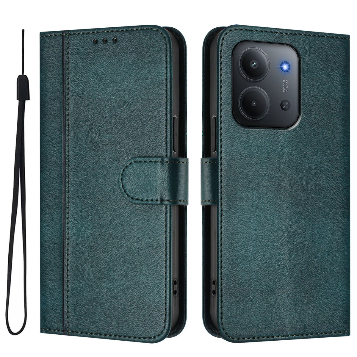 For Xiaomi Redmi 15C 5G (EU) (173mm) / 15C 4G (EU) (173mm) Cases Wallet Stand Retro Texture Leather Phone Cover with Lanyard