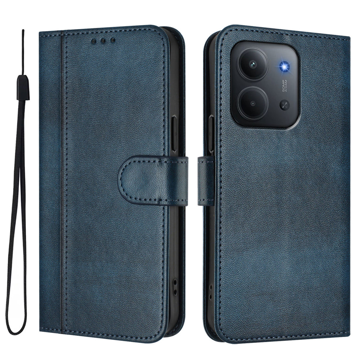 For Xiaomi Redmi 15C 5G (EU) (173mm) / 15C 4G (EU) (173mm) Cases Wallet Stand Retro Texture Leather Phone Cover with Lanyard