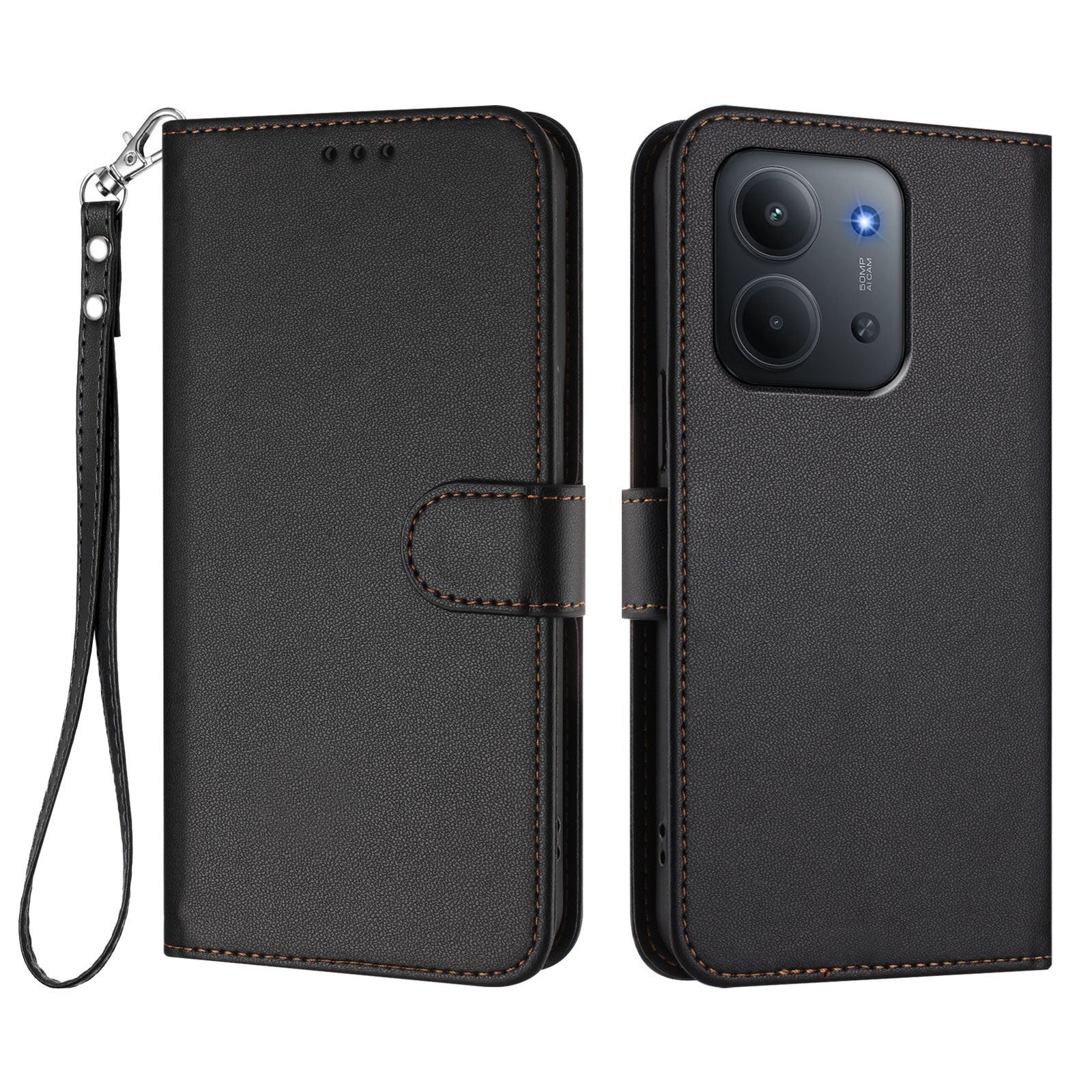 Xiaomi Redmi 15C 5G (EU) (173 mm) / 15C 4G (EU) (173 mm) Läderfodral Plånboksfodral med stativ och handledsrem