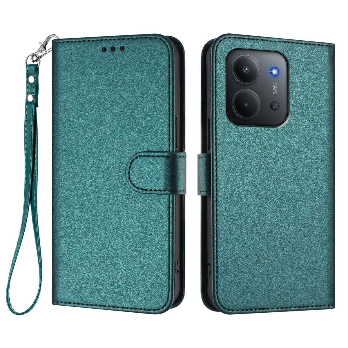 Til Xiaomi Redmi 15C 5G (EU) (173mm) / 15C 4G (EU) (173mm) Læder Cover Pung Stativ Telefoncover med Håndrem