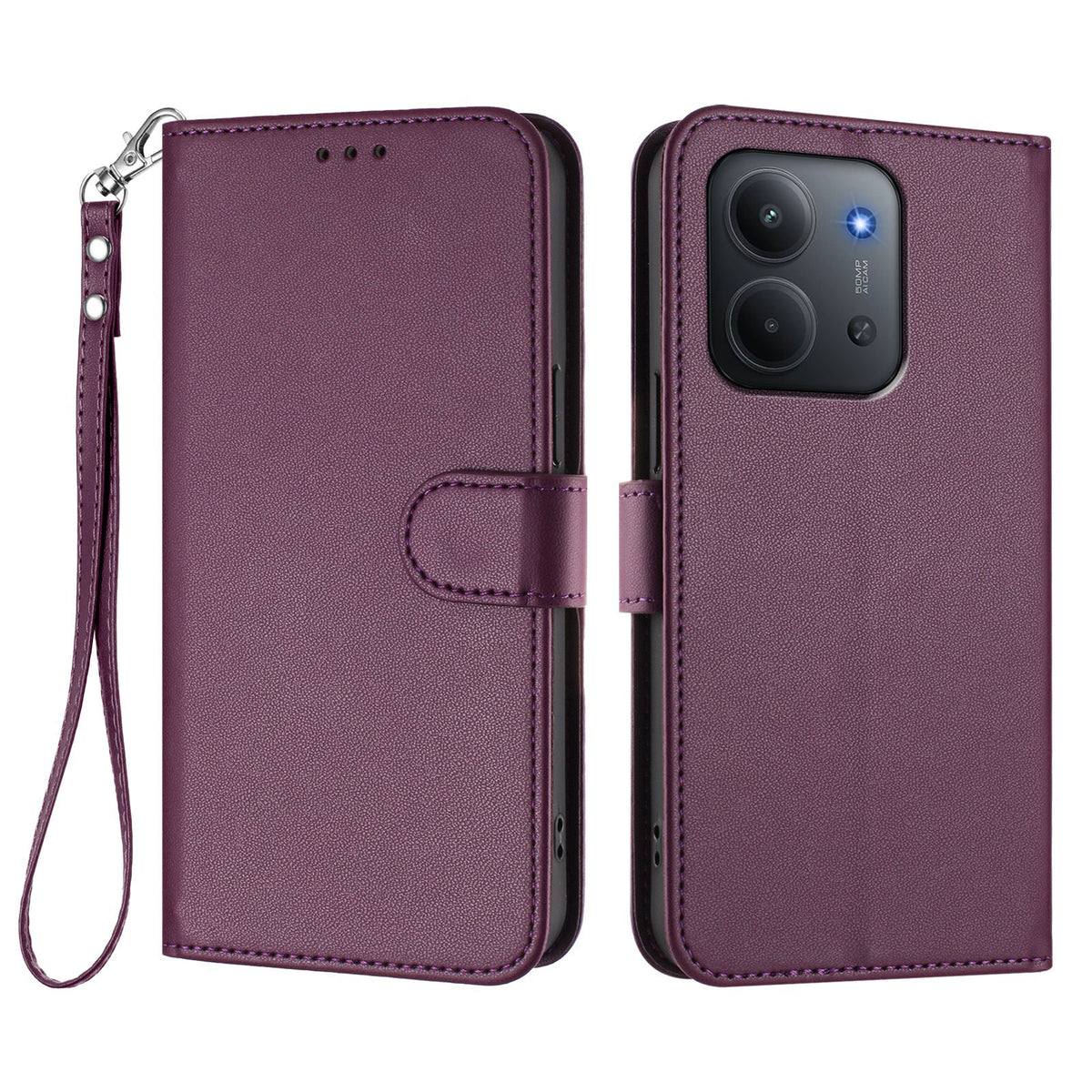 Til Xiaomi Redmi 15C 5G (EU) (173mm) / 15C 4G (EU) (173mm) Læder Cover Pung Stativ Telefoncover med Håndrem