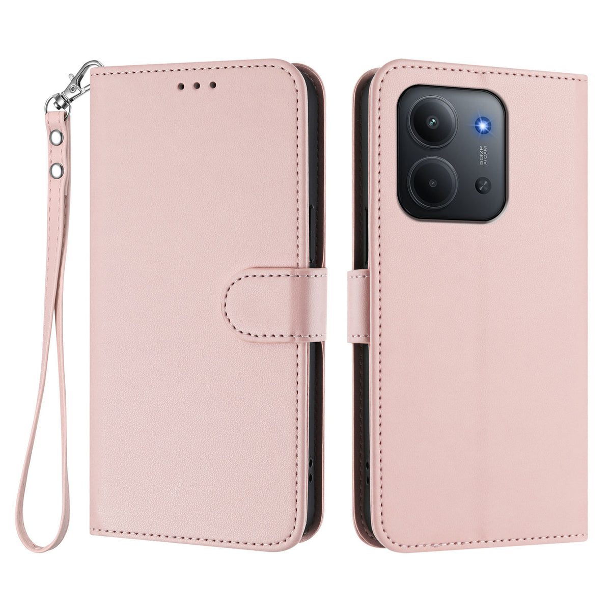 Til Xiaomi Redmi 15C 5G (EU) (173mm) / 15C 4G (EU) (173mm) Læder Cover Pung Stativ Telefoncover med Håndrem