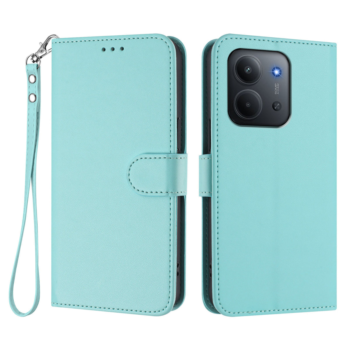 Til Xiaomi Redmi 15C 5G (EU) (173mm) / 15C 4G (EU) (173mm) Læder Cover Pung Stativ Telefoncover med Håndrem
