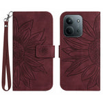 For Xiaomi Redmi 15C 4G (Global) (171mm) / Poco C85 4G (171mm) Case Sunflower Imprint Leather Wallet Phone Cover with Wrist Strap