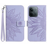 For Xiaomi Redmi 15C 4G (Global) (171mm) / Poco C85 4G (171mm) Case Sunflower Imprint Leather Wallet Phone Cover with Wrist Strap