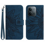 For Xiaomi Redmi 15C 4G (Global) (171mm) / Poco C85 4G (171mm) Case Sunflower Imprint Leather Wallet Phone Cover with Wrist Strap