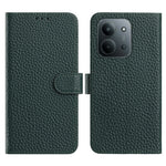 Xiaomi Redmi 15C 4G (Global) (171mm) / Poco C85 4G (171mm) Plånboksfodral med stativ, Litchitextur, Äkta Koläder, Flipfodral